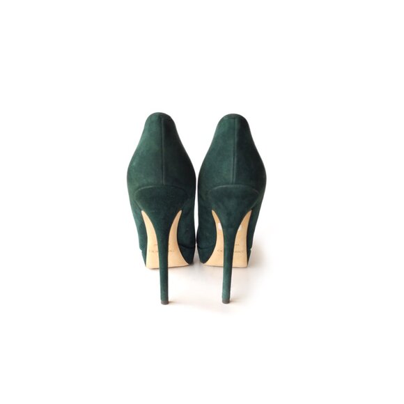 JIMMY CHOO Pumps Womens Size 9 Green Suede Platform Pumps 5.25" Heel - Picture 5 of 8